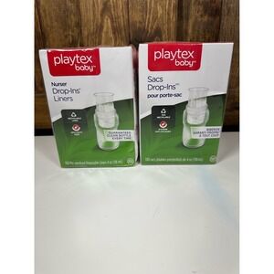 (X2) New Playtex Baby Nurser Drop Ins 4 Oz Disposable Bottle Liners 100 Pack